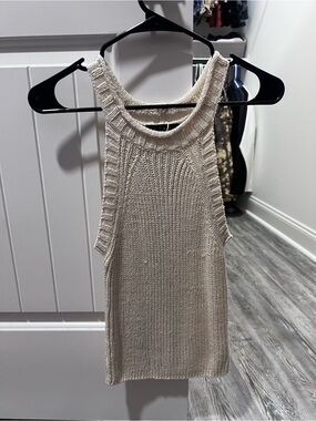 ezra Ribbed Knit High-Neck Tank in Cream
